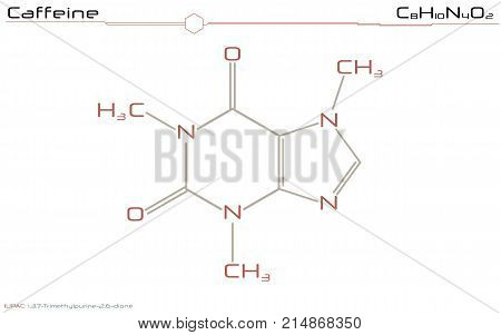 Large and detailed illustration of the molecule of Caffeine