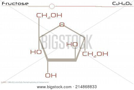 Large and detailed illustration of the molecule of Fructose