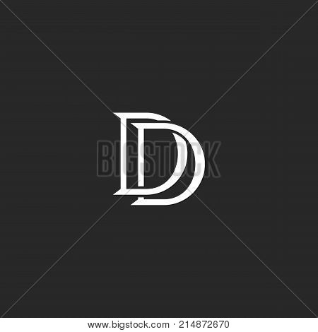 Letters Initials Dd Logo Monogram Weaving Lines Black And White Style, Combination Two Letters D Mar