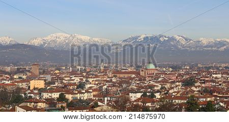 Winter Panoramic View Of Vicenza City In Italy