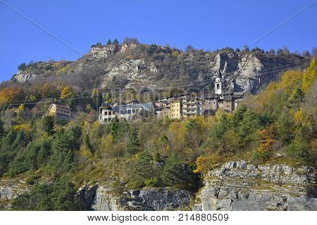 The autumn landscape around the small hill village of Casso in Friuli Venezia Giulia north east Italy.