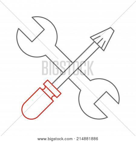 Wrench and screwdriver of tool instrument and repair theme Isolated design Vector illustration