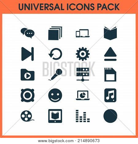 Music Icons Set With Datacenter, Smile, Gear And Other Infographic Elements. Isolated Vector Illustration Music Icons.