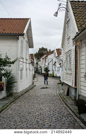 Stavanger Norway - September 7 2017: Stavanger is the third-largest urban zone and metropolitan area in Norway. Stavangers core is to a large degree 18th- and 19th-century wooden houses that are protected.