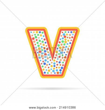 Modern concept of letter V and dots. Symbol design vector illustration isolated on white background