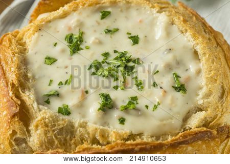New England Clam Chowder In A Bread Bowl