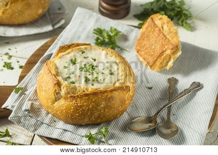 New England Clam Chowder In A Bread Bowl