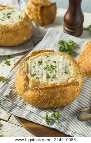 New England Clam Chowder In A Bread Bowl