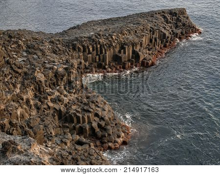 daepo jusangjeoli cliff seaside landscape in jeju south korea