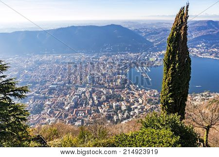Aerial View Of City Of Como On Lake Como, Italy