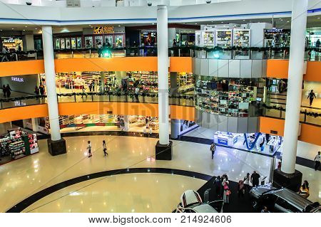 Kota Kinabalu,Sabah-Nov 18,2017:View of centre mall hall of 1Borneo Hypermall also known as 1Borneo is a shopping centre in Kota Kinabalu,Sabah Borneo,Malaysia.It is the largest shopping complex in East Malaysia.