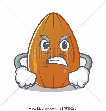 Angry almond nut character cartoon vector illustration