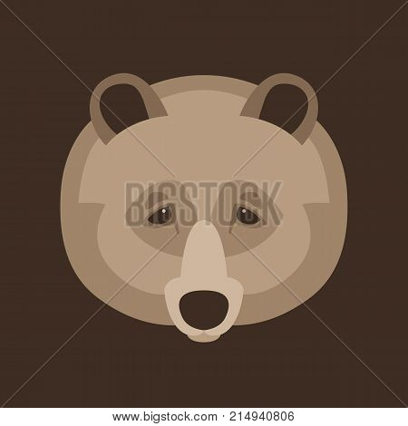 bear face flat style vector illustration front side