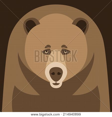 bear face flat style vector illustration front side