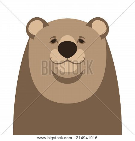 bear face flat style vector illustration front side