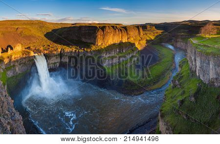The Palouse Falls in Washington, USA at sunset