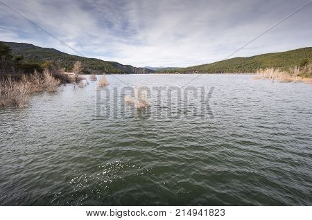 Views of El Vado Reservoir located in the upper course of the River Jarama in Guadalajara Province Spain