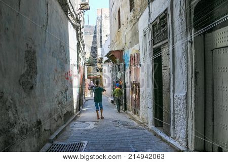 Pepole On The Street Of Rabat City In Morocco