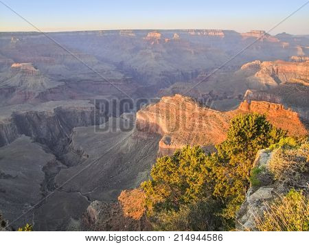 colorful evening scenery at the Grand Canyon National Park in Arizona USA