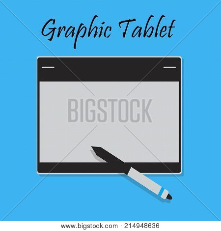 Graphic Tablet Vector illustration. Main designer tools. Tablet fow drawing.