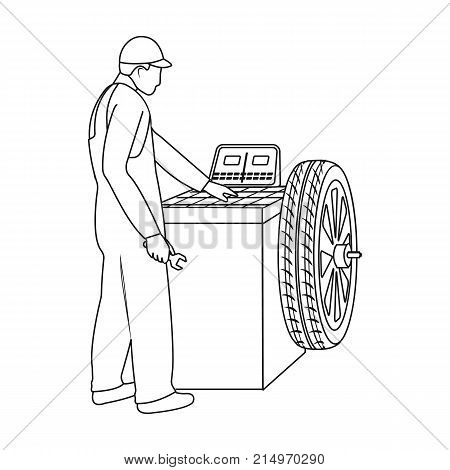 Wheel balancer single icon in outline style for design.Car maintenance station vector symbol stock illustration .
