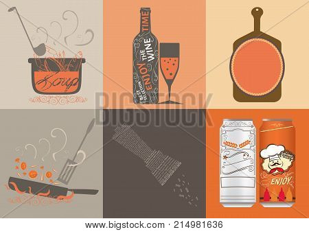 cuisine illustration vector design. Orange colour tone
