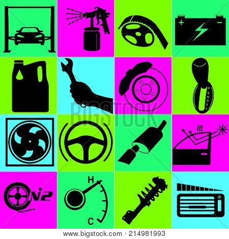 Car fix service sign color set. Vector design.