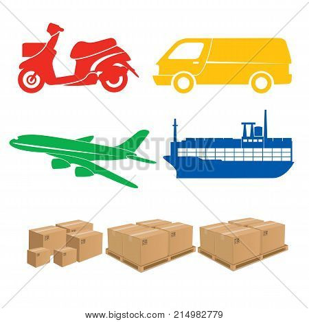Logistic sign icon. Van, Motor cycle Transport sign.