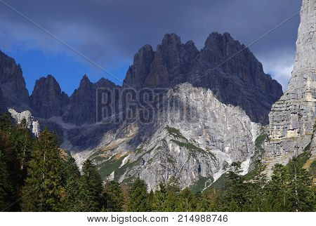 Alpine landscape in the Dolomites, Italy, Europe