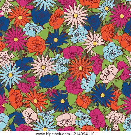 Vector floral seamless pattern background trend 2018 colors illustration