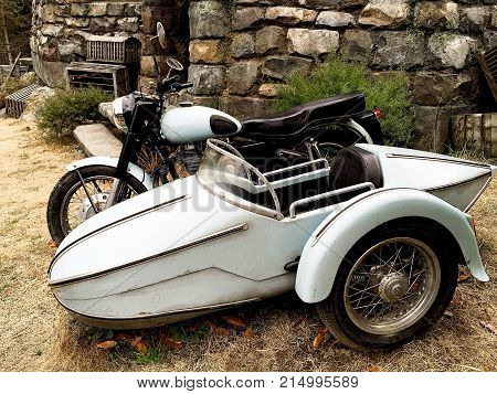 Osaka, Japan - FEB 12, 2017 : Hagrid's motorbike and background home Hagrid at Universal Studios Japan.The Harry Potter is famous themed attractions in the Universal Studios Japan Theme Park.