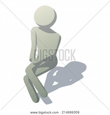 Stick man awaiting icon. Isometric illustration of stick man awaiting vector icon for web