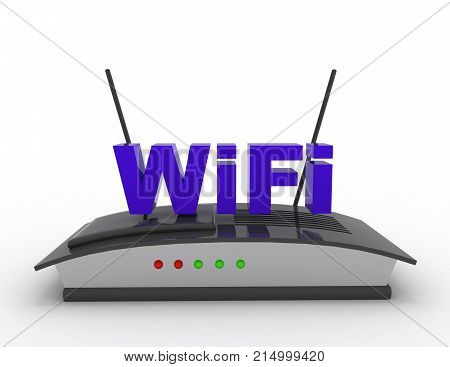 Wireless Internet Router Concept . 3D Rendered Illustraition