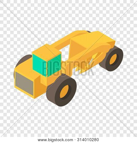 Motor Grader Machine Icon. Isometric Illustration Of Motor Grader Machine Vector Icon For Web