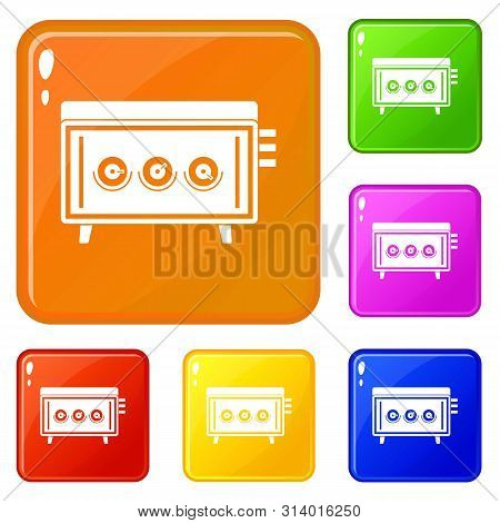 Cd Changer Icons Set Collection Vector 6 Color Isolated On White Background