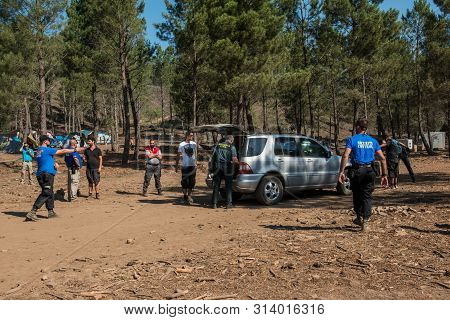 Riomalo De Abajo, Extremadura, Spain - July 13, 2018: The Spanish Civil Guard Intervenes A Car Becua