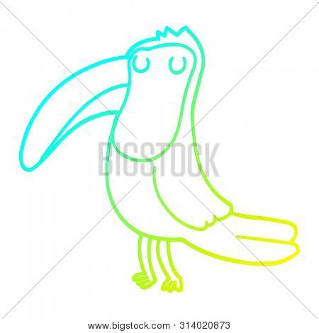 cold gradient line drawing of a cartoon toucan