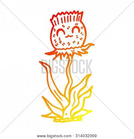 warm gradient line drawing of a cartoon thistle