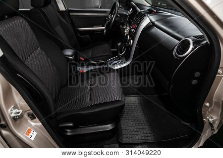 Novosibirsk, Russia - July 08, 2019: Suzuki Grand Vitara, Close-up Of The Dashboard, Player, Steerin