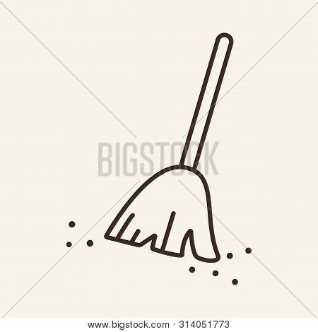Broom Vector Line Icon. Cleaning, Halloween, Attribute. Vector Illustration Can Be Used For Topics L
