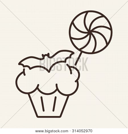 Halloween Sweets Vector Line Icon. Candies, Halloween, Children. Holiday Concept. Vector Illustratio