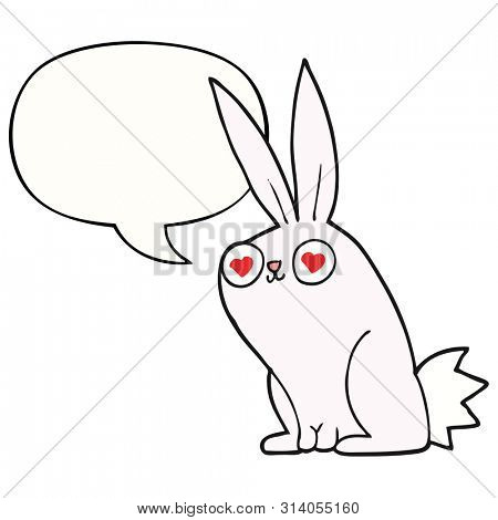 cartoon bunny rabbit in love with speech bubble