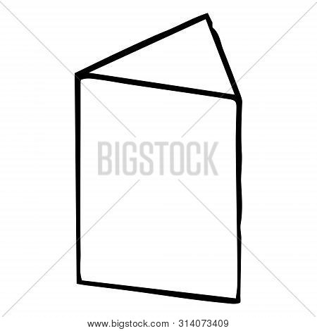 Mechanical Drawing Of Triangular Prism. Simple Isolated Geometrical Object For Technical Documentati