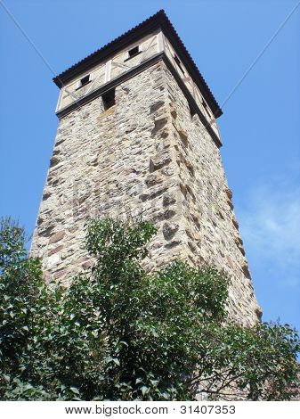 Campanile di un medio di età Castello, Ostheim, Rhoen, Germania