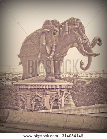 The Three-headed Elephant Building At Erawan Museum.
