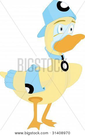 Vektor-Abbildung gelbe Ente mit blauer BaseballmÃ¼tze