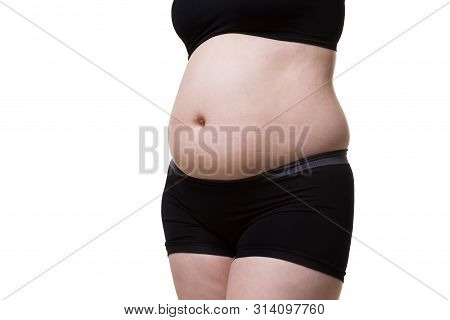 Tummy Tuck, Flabby Skin On A Fat Belly, Plastic Surgery Concept