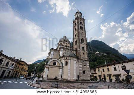 Tirano, Italy, June 19, 2019 - Sanctuary Madonna Of Tirano, Sondrio Province, Lombardy, Italy.