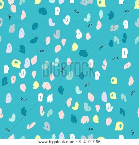 Hand Drawn Seamless Pattern Doodle Childish Freehand Colorful Confetti