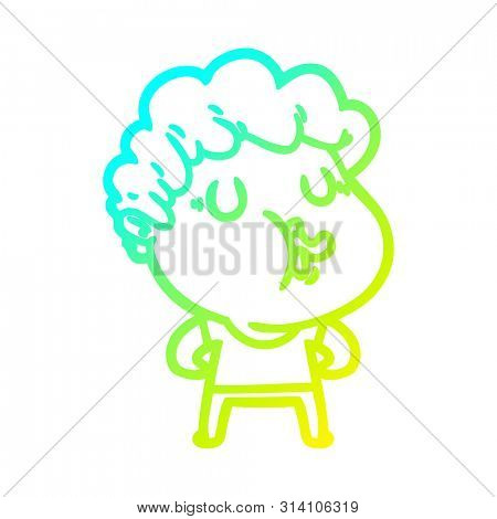 cold gradient line drawing of a cartoon man pulling face